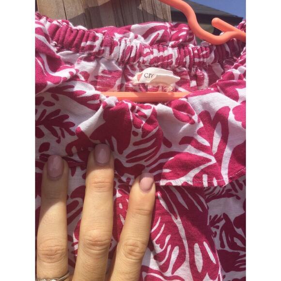 Crewcuts girls dress size 5 linen ruffle pink white preppy coastal beachy flower - Picture 3 of 10